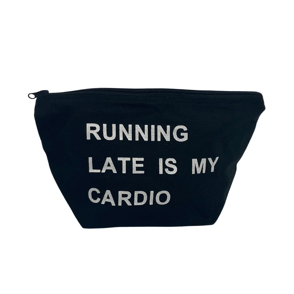 Running Late Is My Cardio Makeup Bag Set w Travel Bottles NEW
